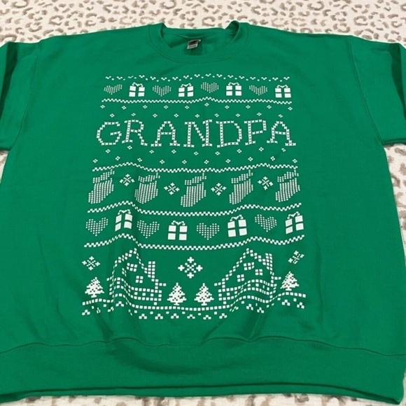 GRANDMA/GRANDPA Graphic Print Christmas Sweatshirt Set; Red/Green; Size M/L; NEW - Picture 4 of 6